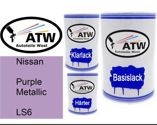 Nissan, Purple Metallic, LS6: 500ml Lackdose + 500ml Klarlack + 250ml Härter - Set, von ATW Autoteile West.